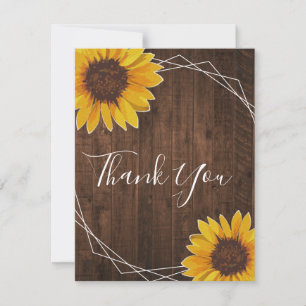 Carte de remerciements Mariage de tournesol rustiq
