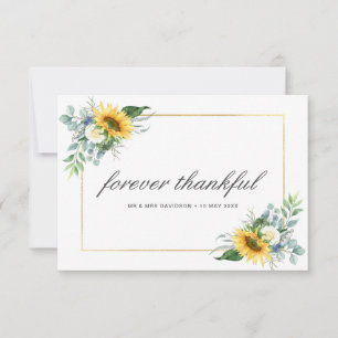 carte de remerciements mariage de tournesols aquar