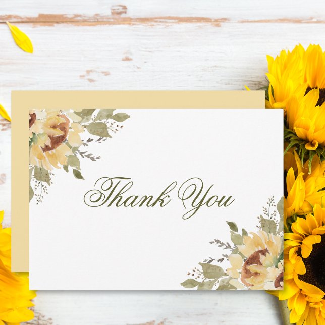 Carte De Remerciements Mariage de tournesols doux (Créateur téléchargé)