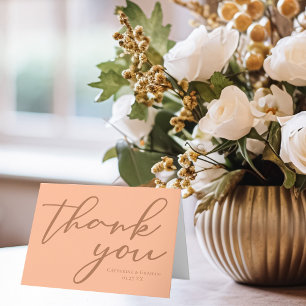Carte De Remerciements Mariage de typographie minimaliste Peach Personnal