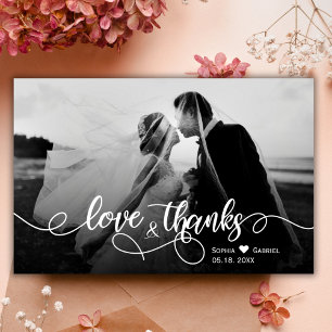 Carte de remerciements mariage de typographie phot