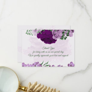 Carte De Remerciements Mariage de verdure aux fleurs violettes