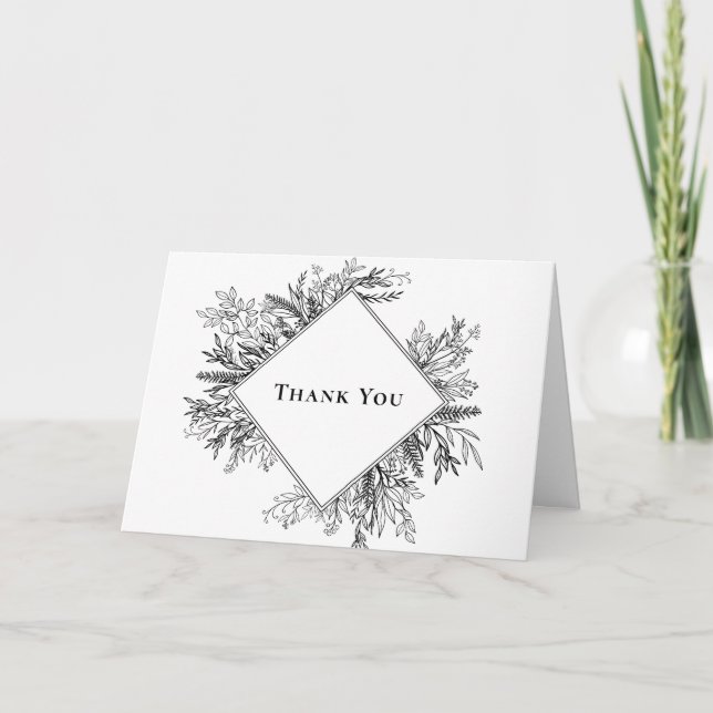 Carte de remerciements Mariage de verdure blanc et (Devant)