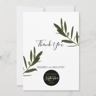 Carte De Remerciements Mariage de verdure Feuille d'olive
