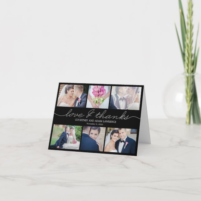 Carte de remerciements Mariage d'écriture agréable (Devant)