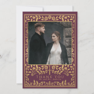 Carte De Remerciements Mariage d'épée médiévale Mauve