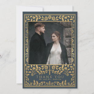 Carte De Remerciements Mariage d'épée médiévale royale gris