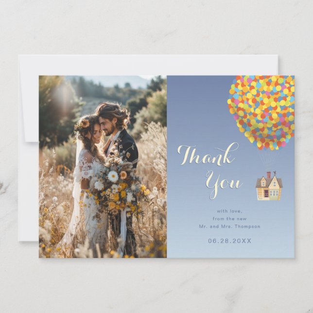 Carte De Remerciements Mariage des ballons Disney Pixar Up House (Devant)