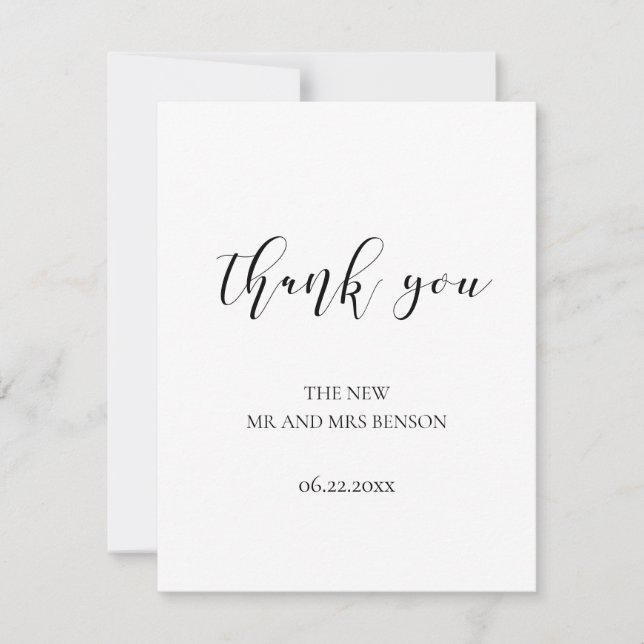 Carte De Remerciements Mariage design élégant (Devant)