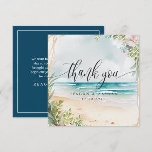 Carte De Remerciements Mariage d'été de la plage Watercolor