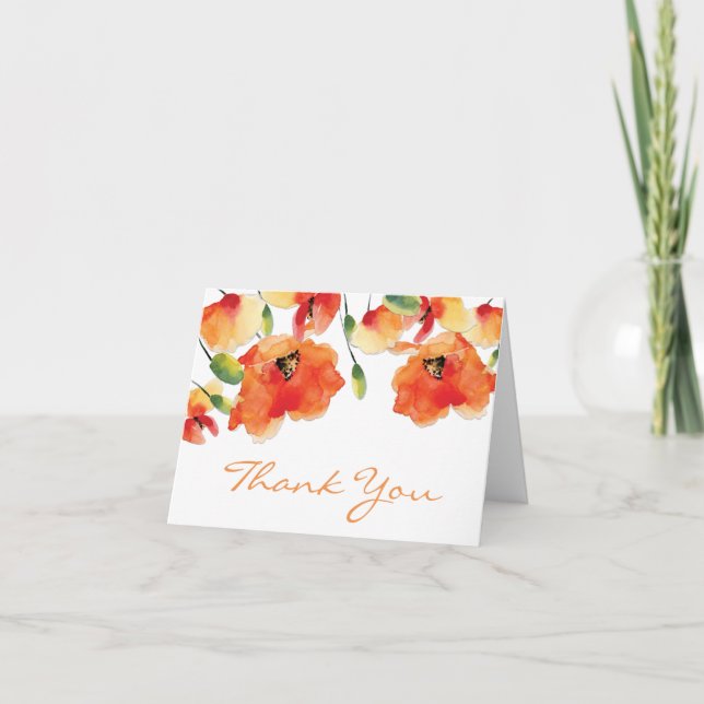 Carte De Remerciements Mariage d'été Golden Poppy (Devant)
