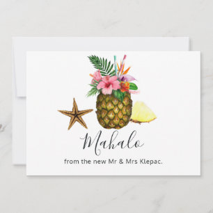 Carte De Remerciements Mariage d'été hawaïen tropical