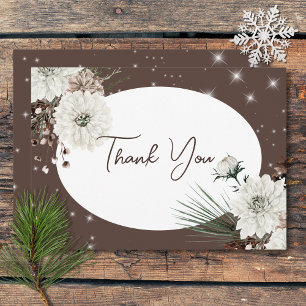 Carte De Remerciements Mariage d'étincelle d'hiver rustique
