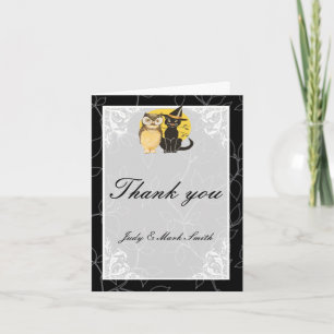 Carte de remerciements Mariage d'Halloween Chat & 