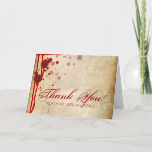 Carte De Remerciements Mariage d'Halloween de Vampire "Merci" Faux Sang