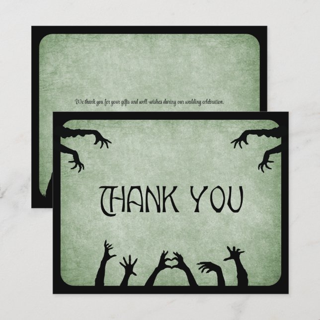 Carte De Remerciements Mariage d'Halloween Zombie Horreur (Devant / Derrière)