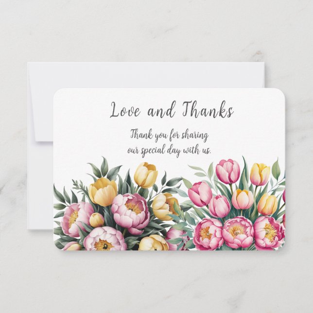 Carte De Remerciements Mariage d'harmonie florale dynamique (Devant)