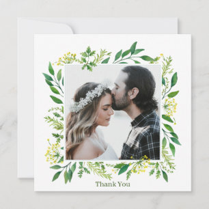 Carte De Remerciements Mariage d'herbe botanique verte de printemps