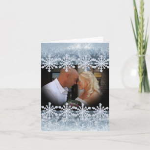 Carte De Remerciements Mariage d'hiver bleu givré Photo personnalisée
