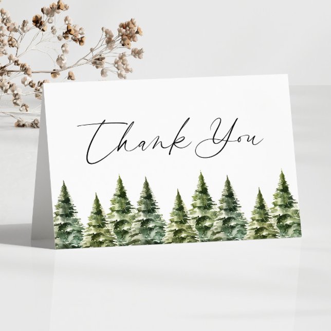 Carte De Remerciements Mariage d'hiver Snowy Pine Tree (Créateur téléchargé)