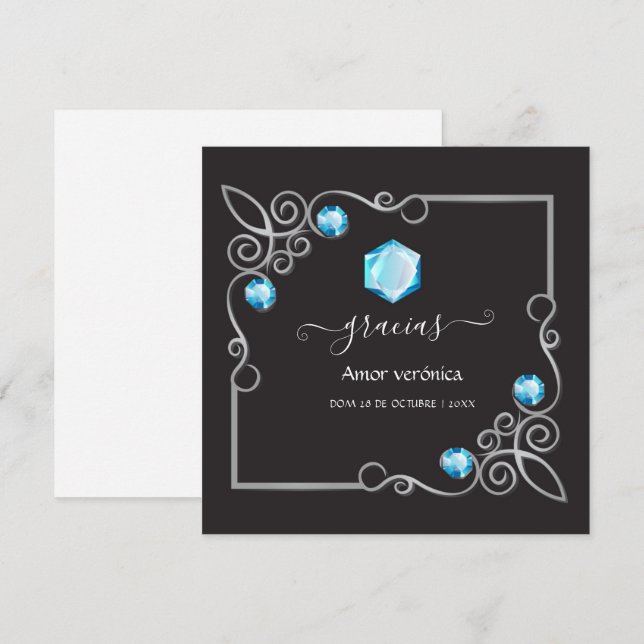 Carte de remerciements Mariage diamant (Devant / Derrière)