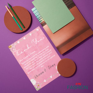 Carte De Remerciements Mariage d'illustration de couleur d'eau rose