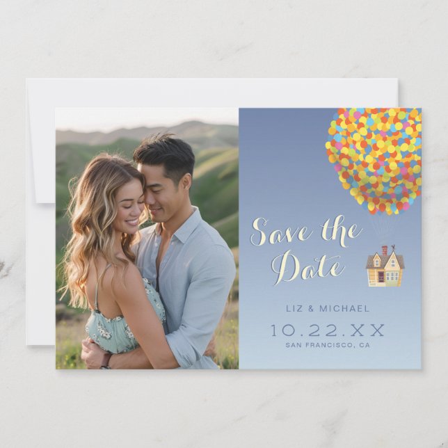 Carte De Remerciements Mariage Disney Pixar Up | Enregistrer la date (Devant)