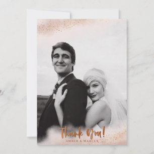 Carte De Remerciements Mariage d'or Blush Pink Ombre