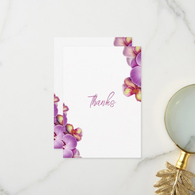 Carte De Remerciements Mariage d'orchidées (Devant/Arrière en situation)