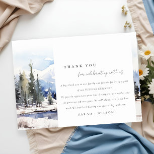 Carte De Remerciements Mariage du paysage skiable de la montagne de neige