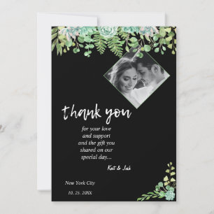 Carte de remerciements Mariage Edgy Black Eucalypt