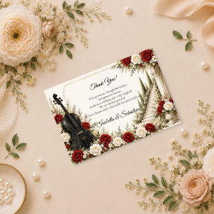 Carte De Remerciements Mariage Élégance Jardin Musical Romantique