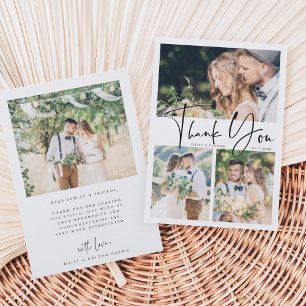 Carte De Remerciements Mariage élégant à la main 4 Photo