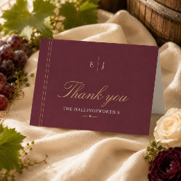 Carte De Remerciements Mariage élégant au vignoble de Bourgogne