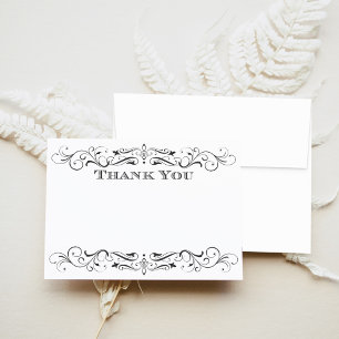 Carte De Remerciements Mariage élégant avec fioritures noires vintage