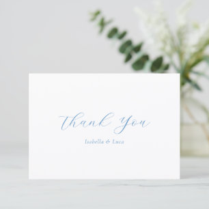 Carte De Remerciements Mariage élégant bleu et blanc de style côtier chic