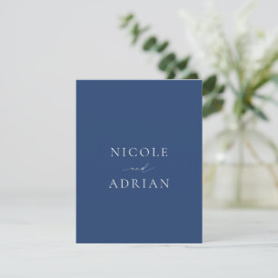 Carte De Remerciements Mariage Élégant Bleu Nuit Classique