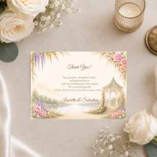 Carte De Remerciements Mariage élégant dans un jardin