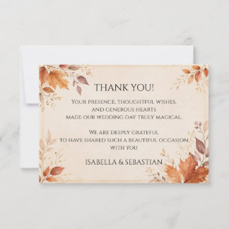 Carte De Remerciements Mariage Élégant d'Automne | Mariage Rustique d'Aut