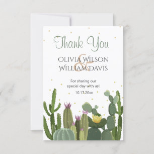 Carte De Remerciements Mariage élégant de Cactus