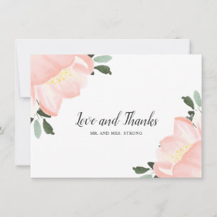 Carte De Remerciements Mariage élégant floral aquarelle rose