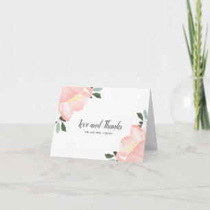 Carte De Remerciements Mariage Élégant Floral Aquarelle Rose