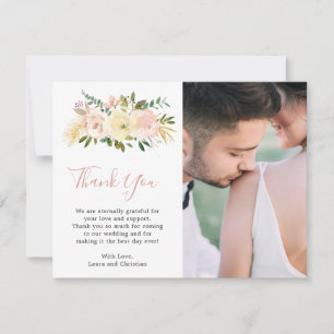 Carte De Remerciements Mariage Élégant Floral Rose Tendresse
