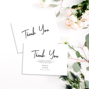 Carte De Remerciements Mariage élégant minimaliste blanc