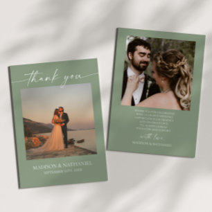 Carte De Remerciements Mariage Élégant Minimaliste Image Vert Sauge 