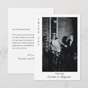 Carte De Remerciements Mariage élégant moderne avec photo et message pers