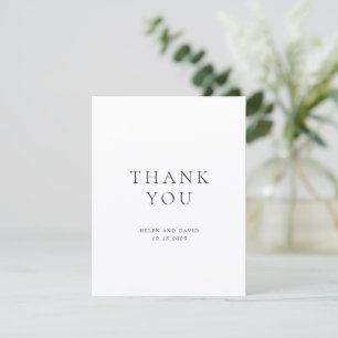 Carte De Remerciements Mariage Élégant Noir et Blanc Classique