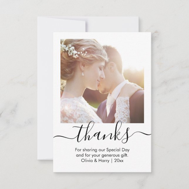 Carte de remerciements mariage | Élégant script Me (Devant)