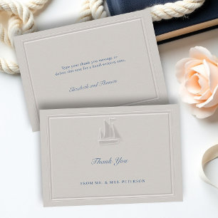 Carte De Remerciements Mariage élégant simple voilier nautique côtier