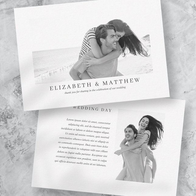 Carte De Remerciements Mariage | Élégante photo moderne personnalisée deu (Créateur téléchargé)